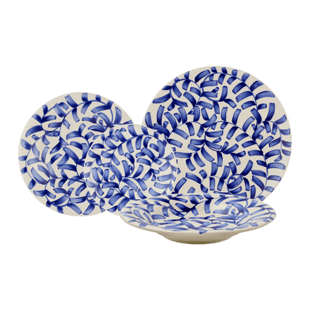 Navy Blue Scroll Dinner Set (16 Piece)