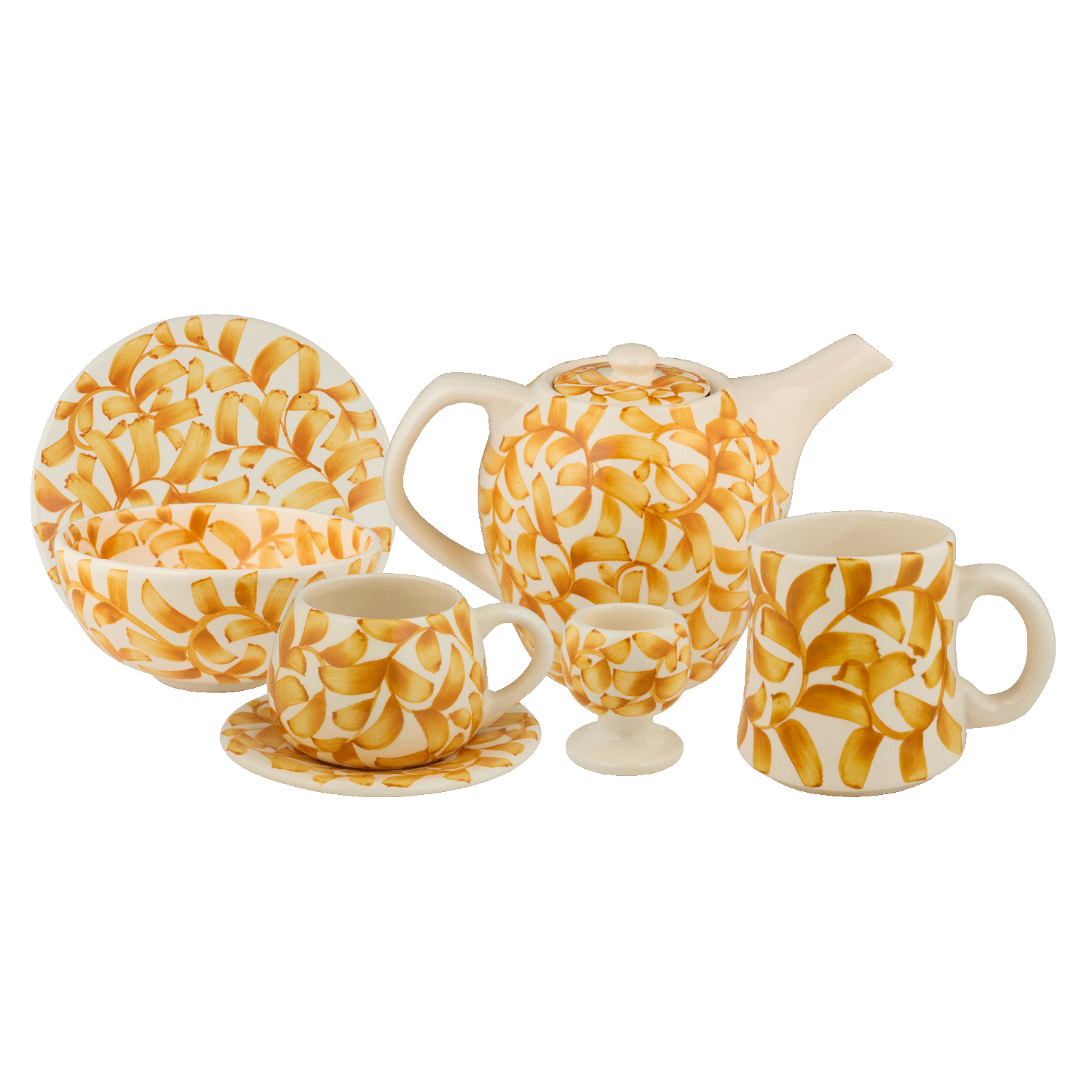 Yellow Scroll Breakfast Set (25 Piece)