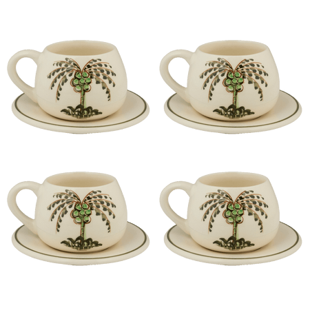 Palm Coffee Cup & Saucers (Set of 4)