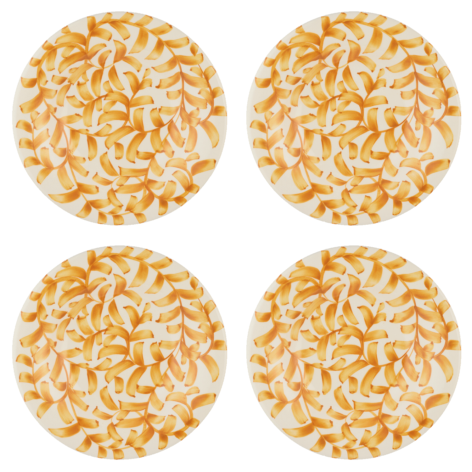 Yellow Scroll Pasta Plates (Set of 4)