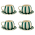 Green Stripes Coffee Cup & Saucers (Set of 4)
