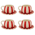 Red Stripes Coffee Cup & Saucers (Set of 4)