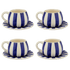 Navy Blue Stripes Coffee Cup & Saucers (Set of 4)