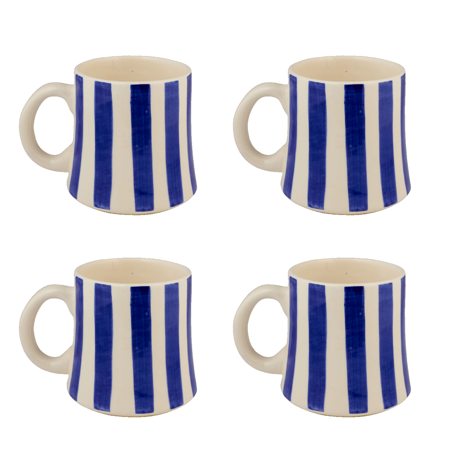 Navy Blue Stripes Mugs (Set of 4)