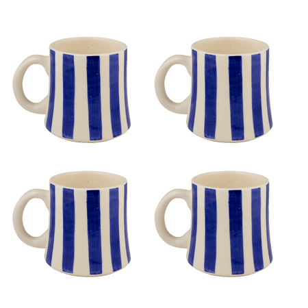 Navy Blue Stripes Mugs (Set of 4)