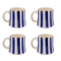 Navy Blue Stripes Mugs (Set of 4)