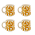 Yellow Scroll Mugs (Set of 4)