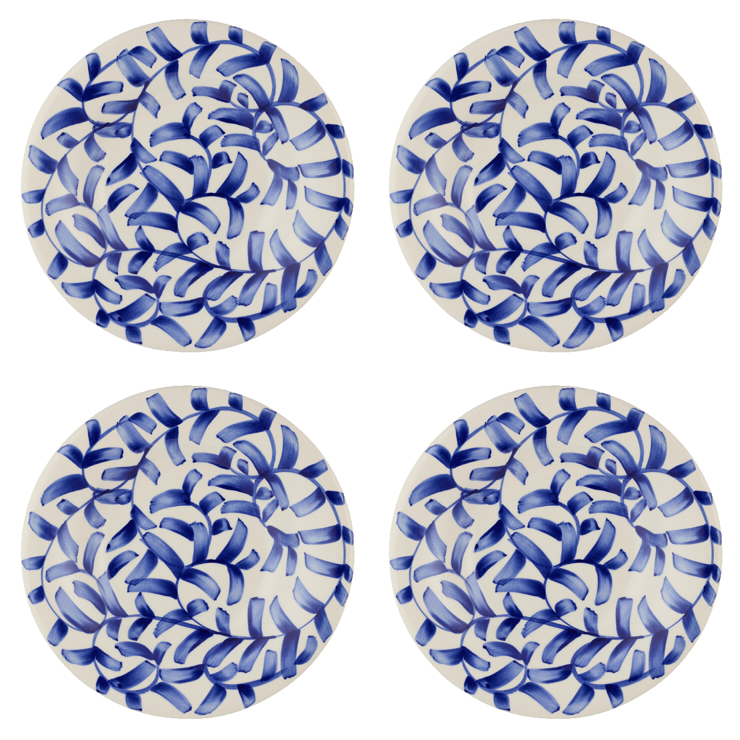 Navy Blue Scroll Pasta Plates (Set of 4)