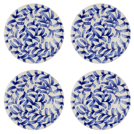 Navy Blue Scroll Pasta Plates (Set of 4)