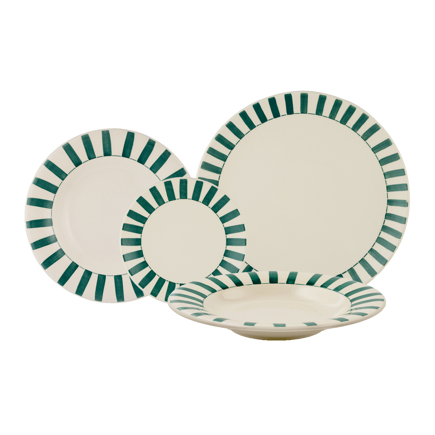 Green Stripes Dinner Set (16 Piece)