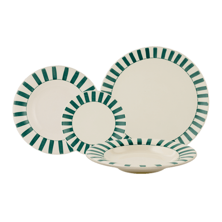 Green Stripes Dinner Set (16 Piece)