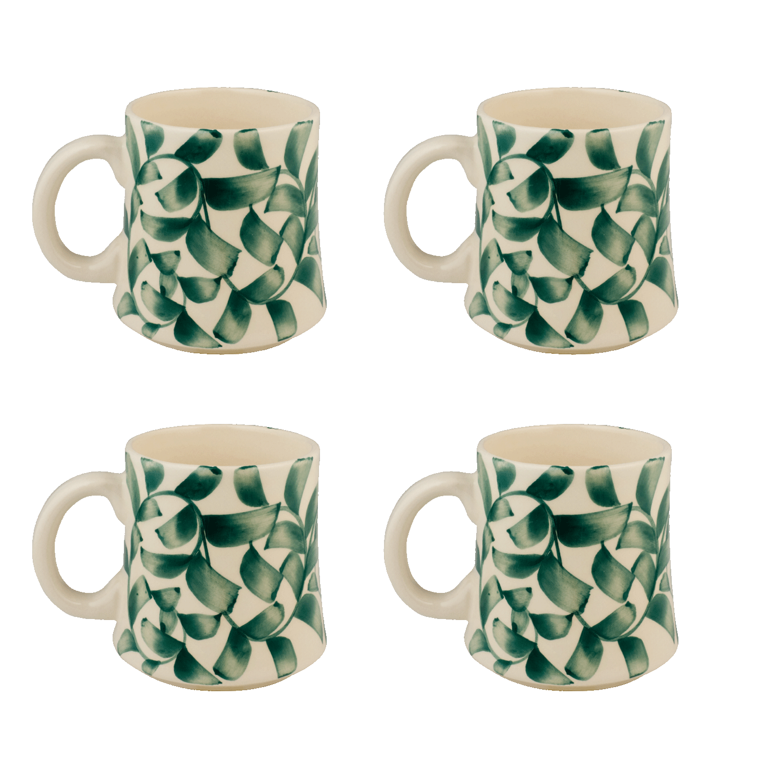 Green Scroll Mugs (Set of 4)