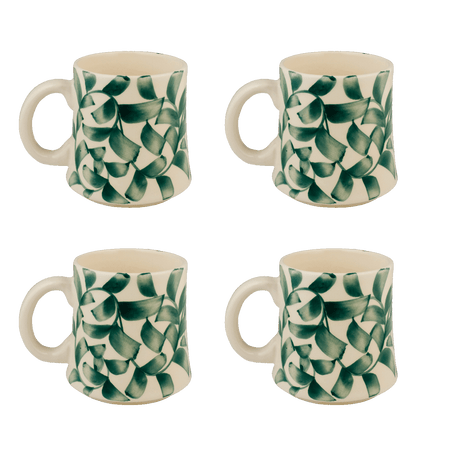 Green Scroll Mugs (Set of 4)