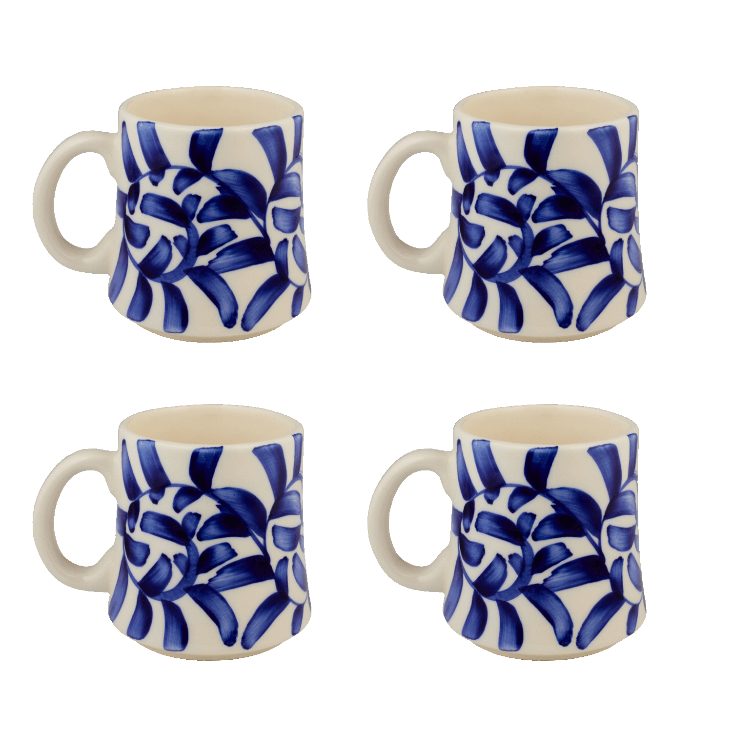 Navy Blue Scroll Mugs (Set of 4)
