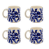 Navy Blue Scroll Mugs (Set of 4)
