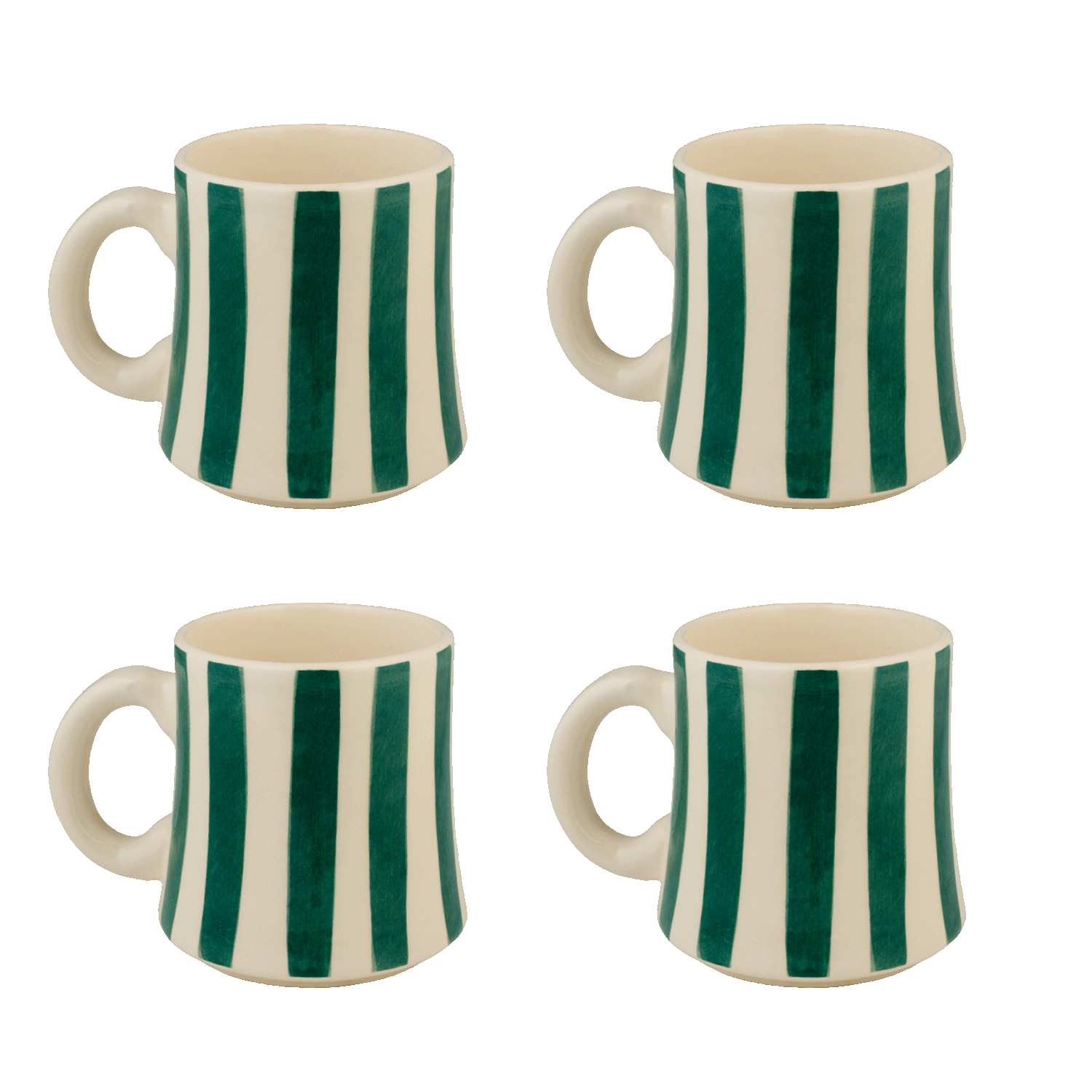 Green Stripes Mugs (Set of 4)