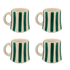 Green Stripes Mugs (Set of 4)