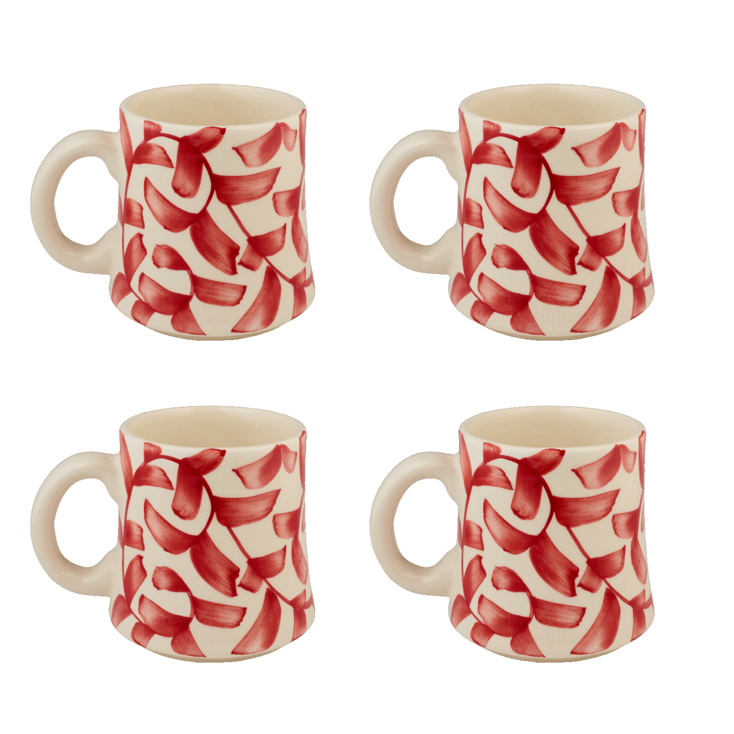 Red Scroll Mugs (Set of 4)