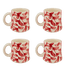 Red Scroll Mugs (Set of 4)
