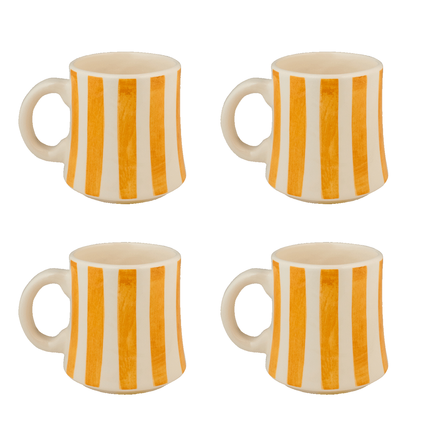 Yellow Stripes Mugs (Set of 4)