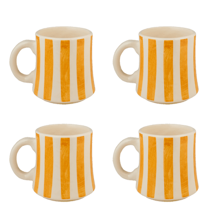 Yellow Stripes Mugs (Set of 4)