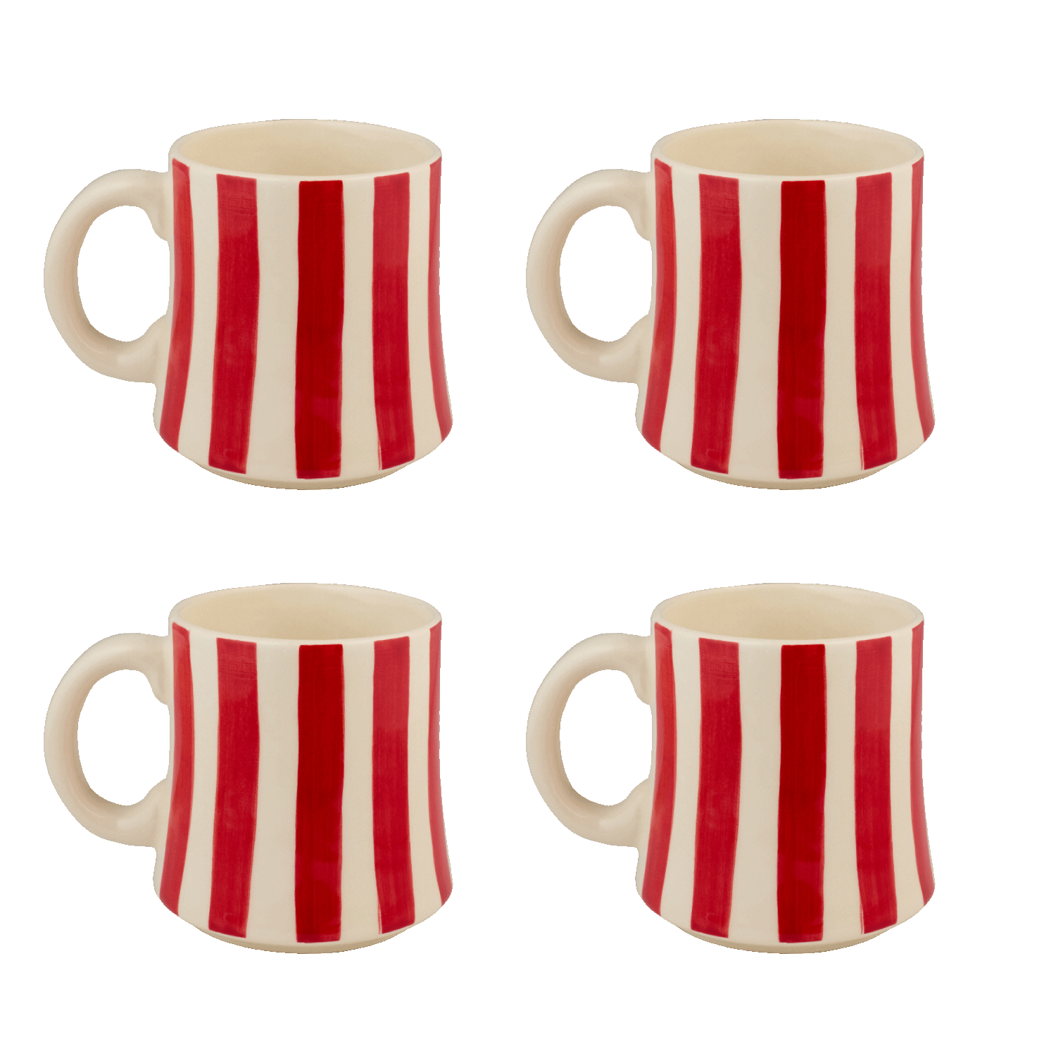Red Stripes Mugs (Set of 4)
