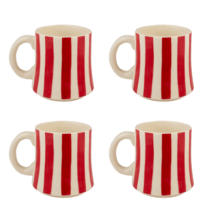 Red Stripes Mugs (Set of 4)