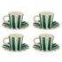 Green Stripes Espresso Cup & Saucers (Set of 4)