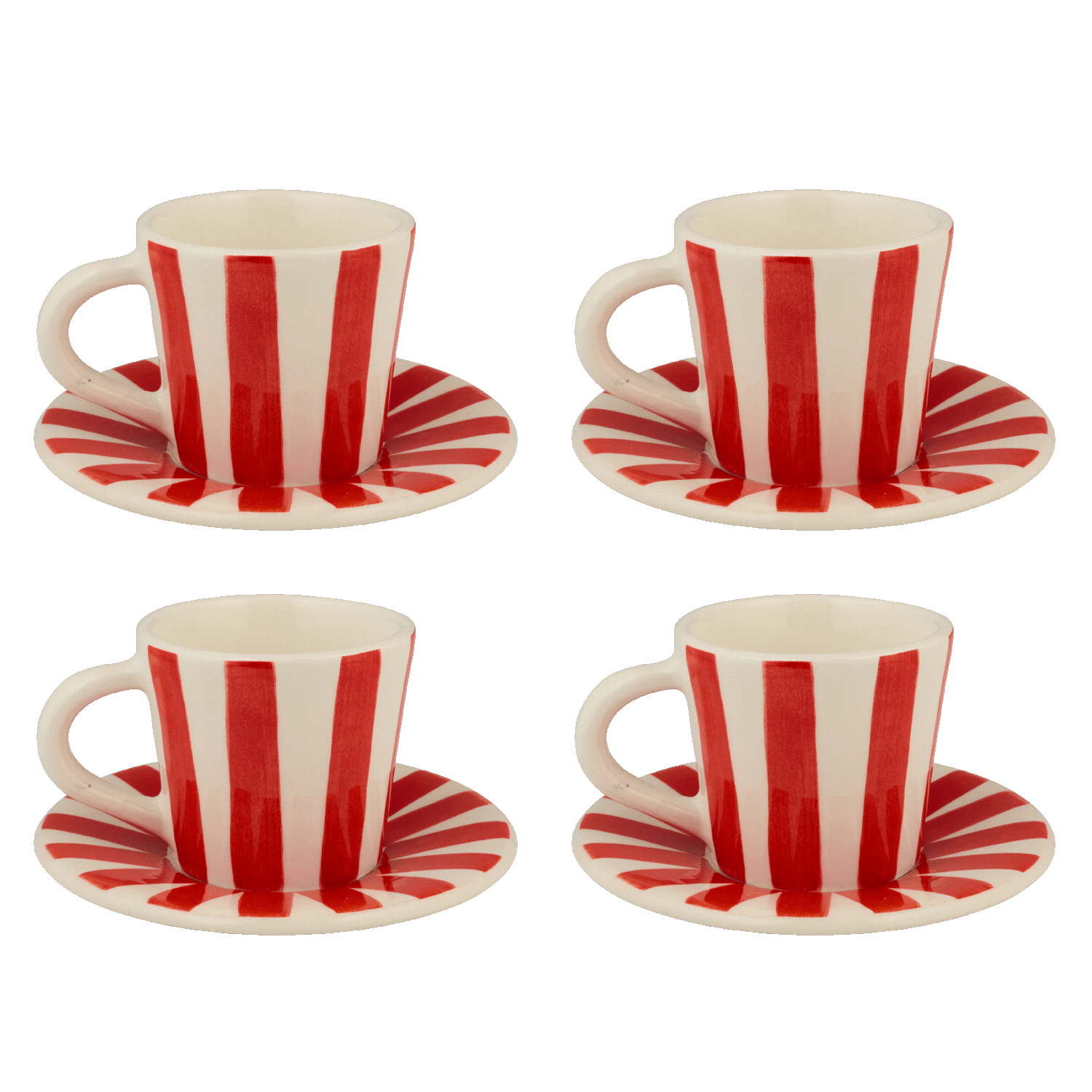 Red Stripes Espresso Cup & Saucers (Set of 4)