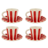 Red Stripes Espresso Cup & Saucers (Set of 4)