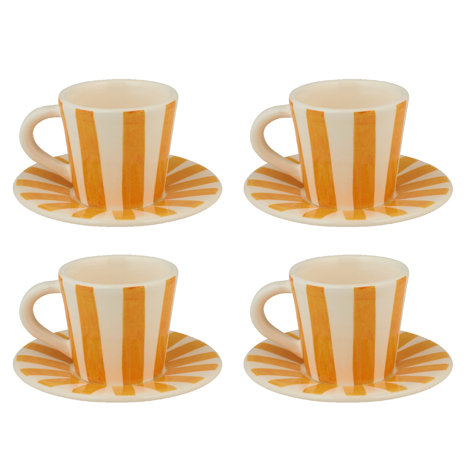 Yellow Stripes Espresso Cup & Saucers (Set of 4)