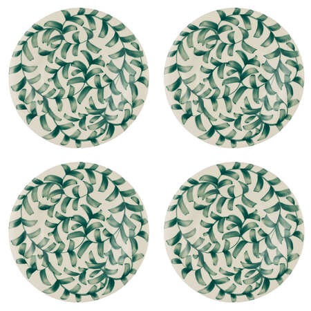 Green Scroll Pasta Plates (Set of 4)