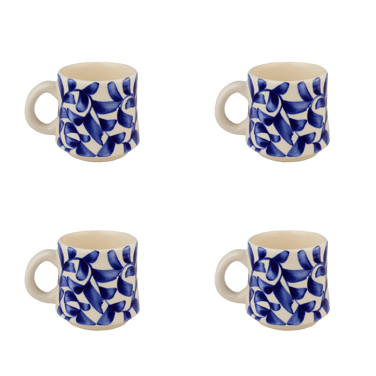 Small Navy Blue Scroll Mug (Set of 4)