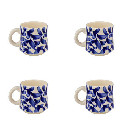 Small Navy Blue Scroll Mug (Set of 4)