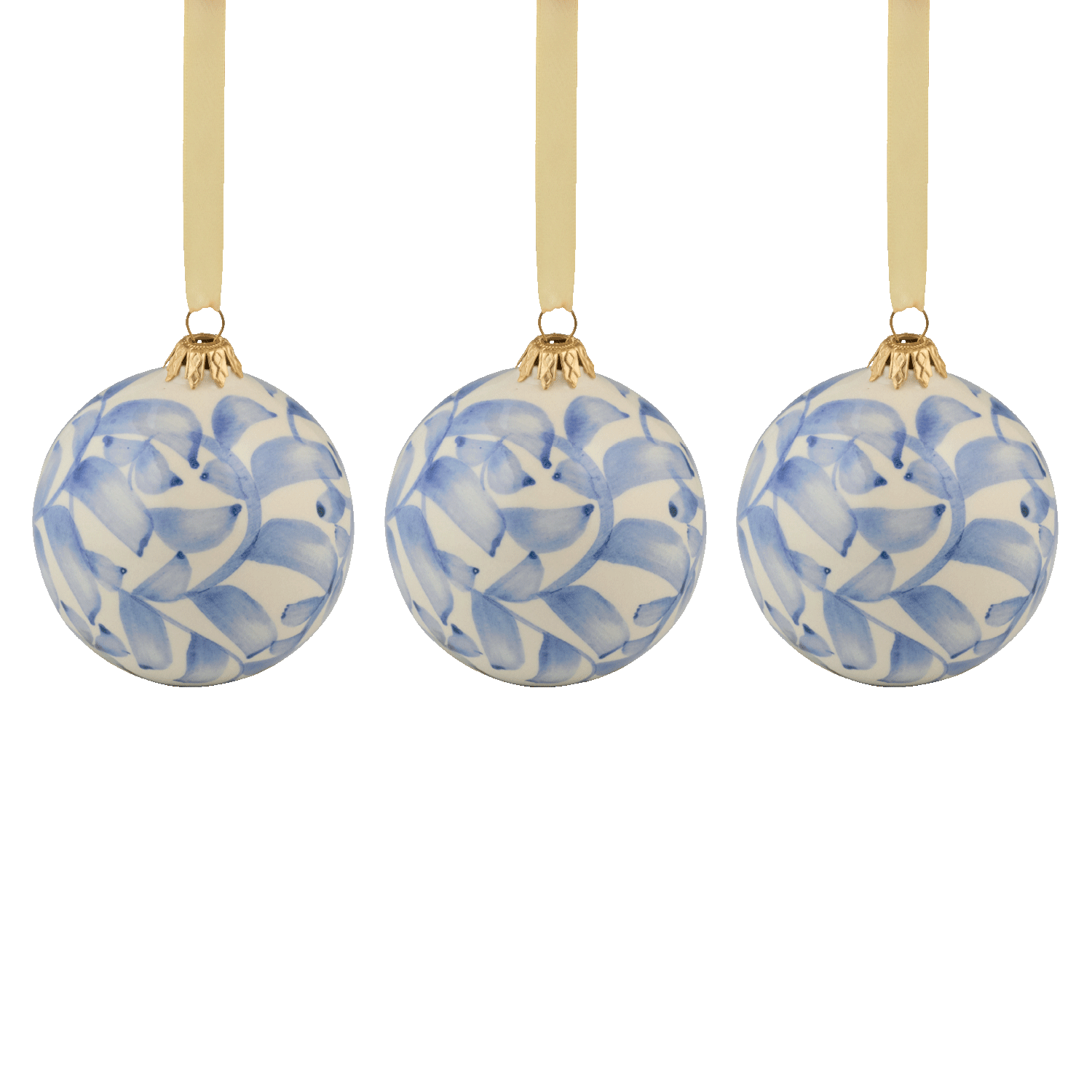 Powder Blue Scroll Christmas Bauble (Set of 3)