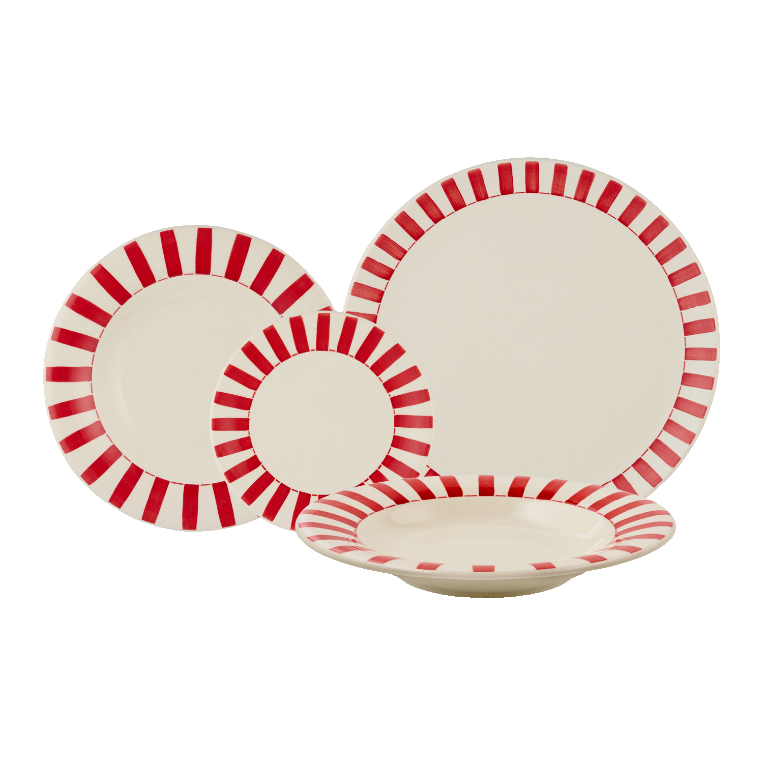 Red Stripes Dinner Set (16 Piece)