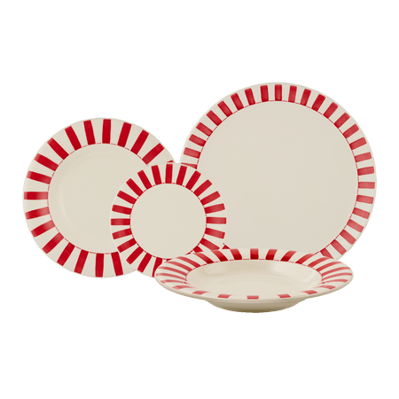 Red Stripes Dinner Set (16 Piece)