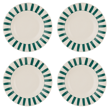 Green Stripes Pasta Plates (Set of 4)