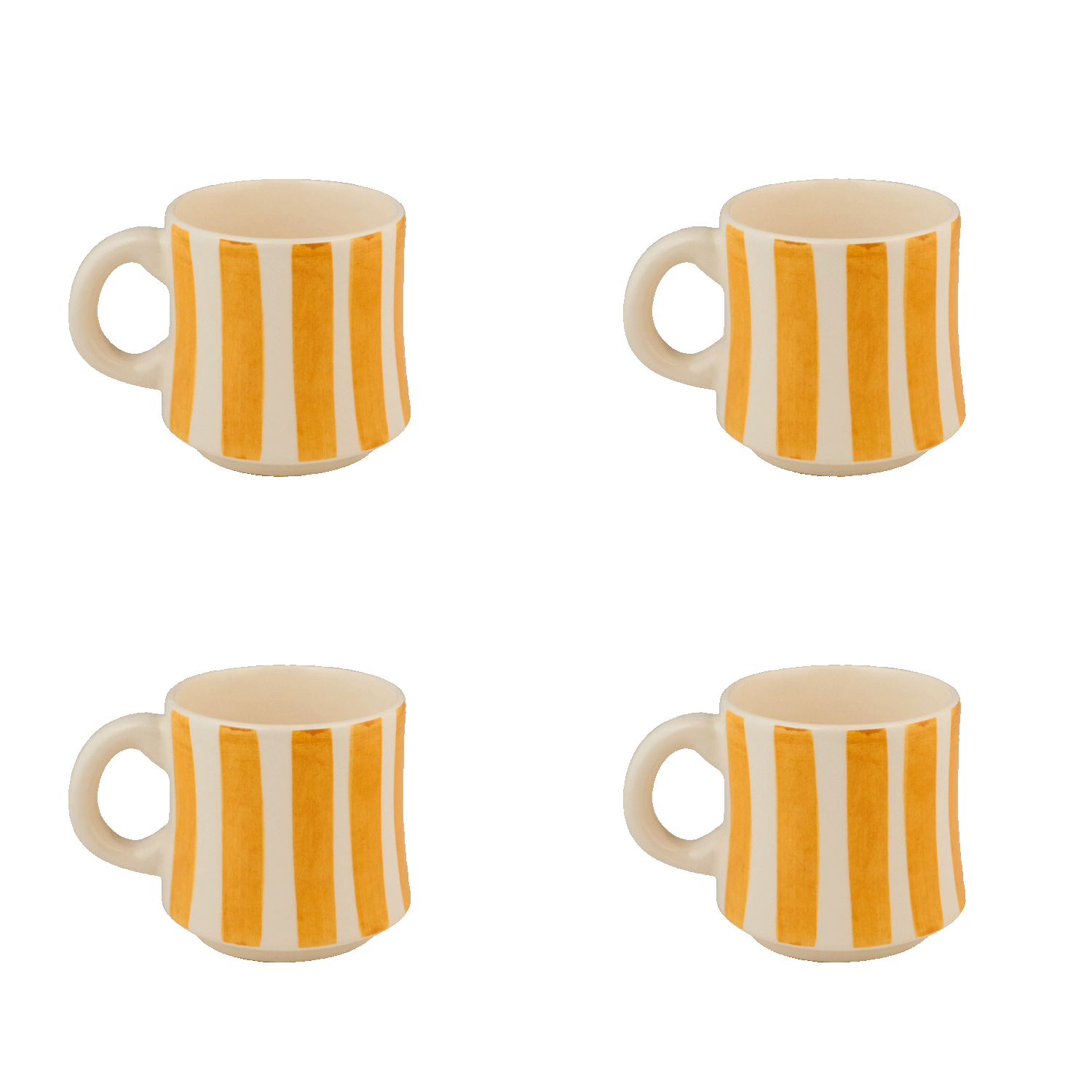 Small Yellow Stripes Mugs (Set of 4)