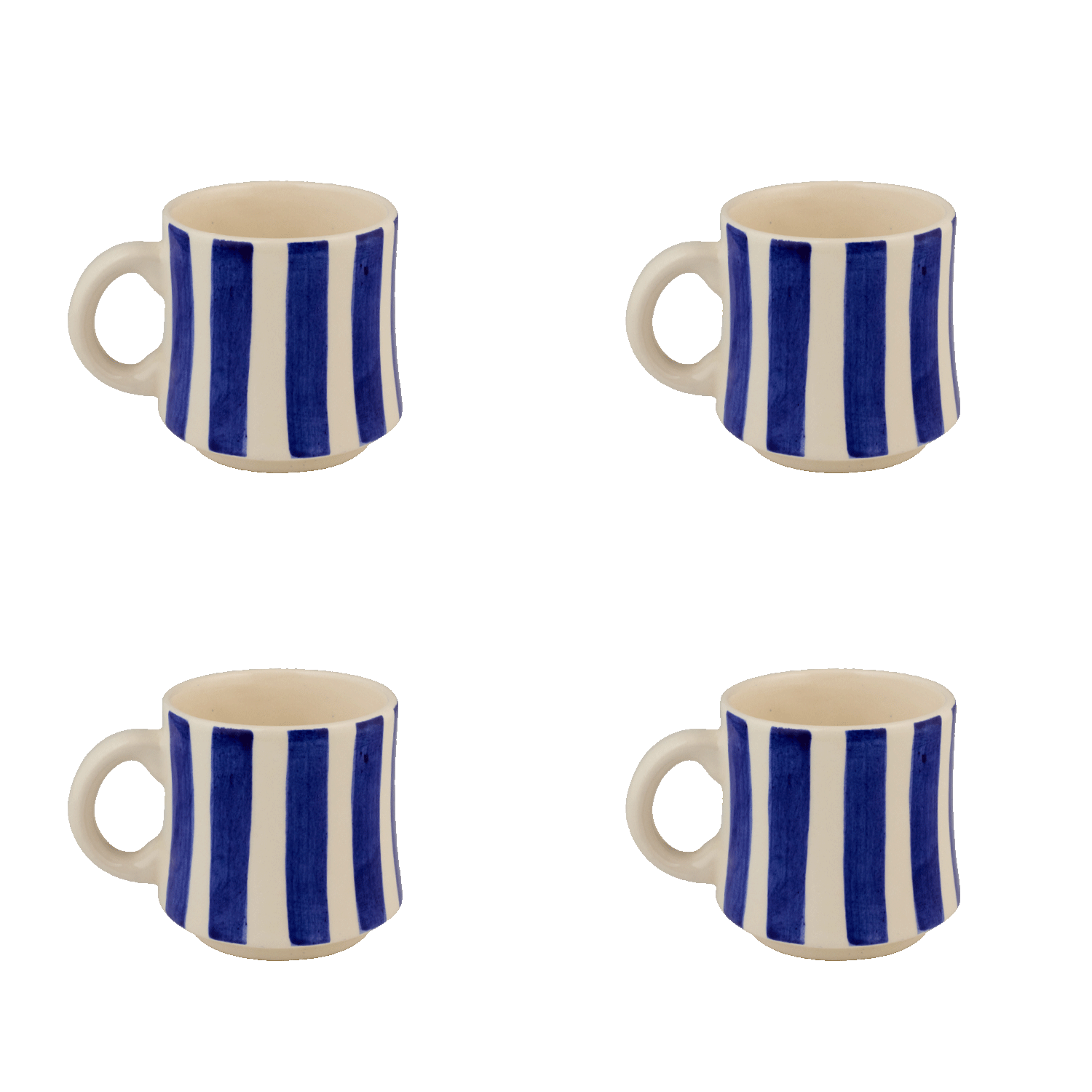 Small Navy Blue Stripes Mugs (Set of 4)