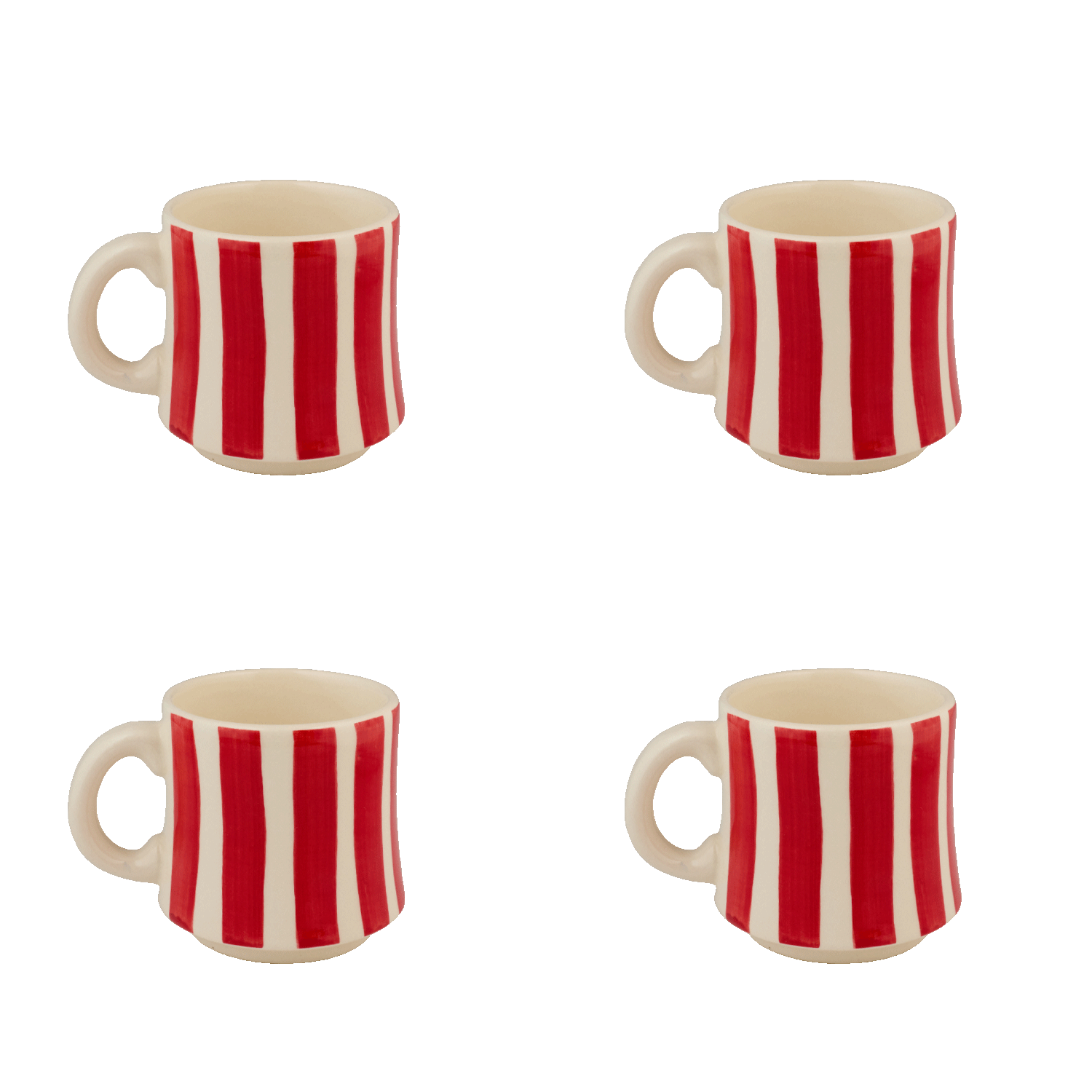 Small Red Stripes Mugs (Set of 4)