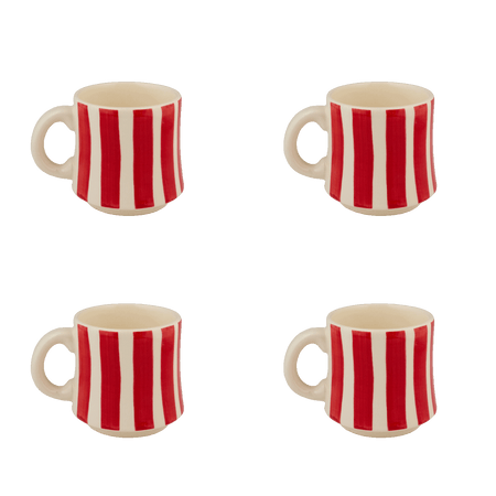 Small Red Stripes Mugs (Set of 4)