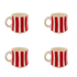 Small Red Stripes Mugs (Set of 4)
