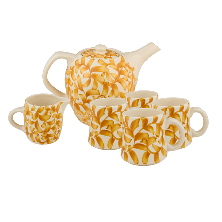 Yellow Scroll Tea Set (6 Piece)