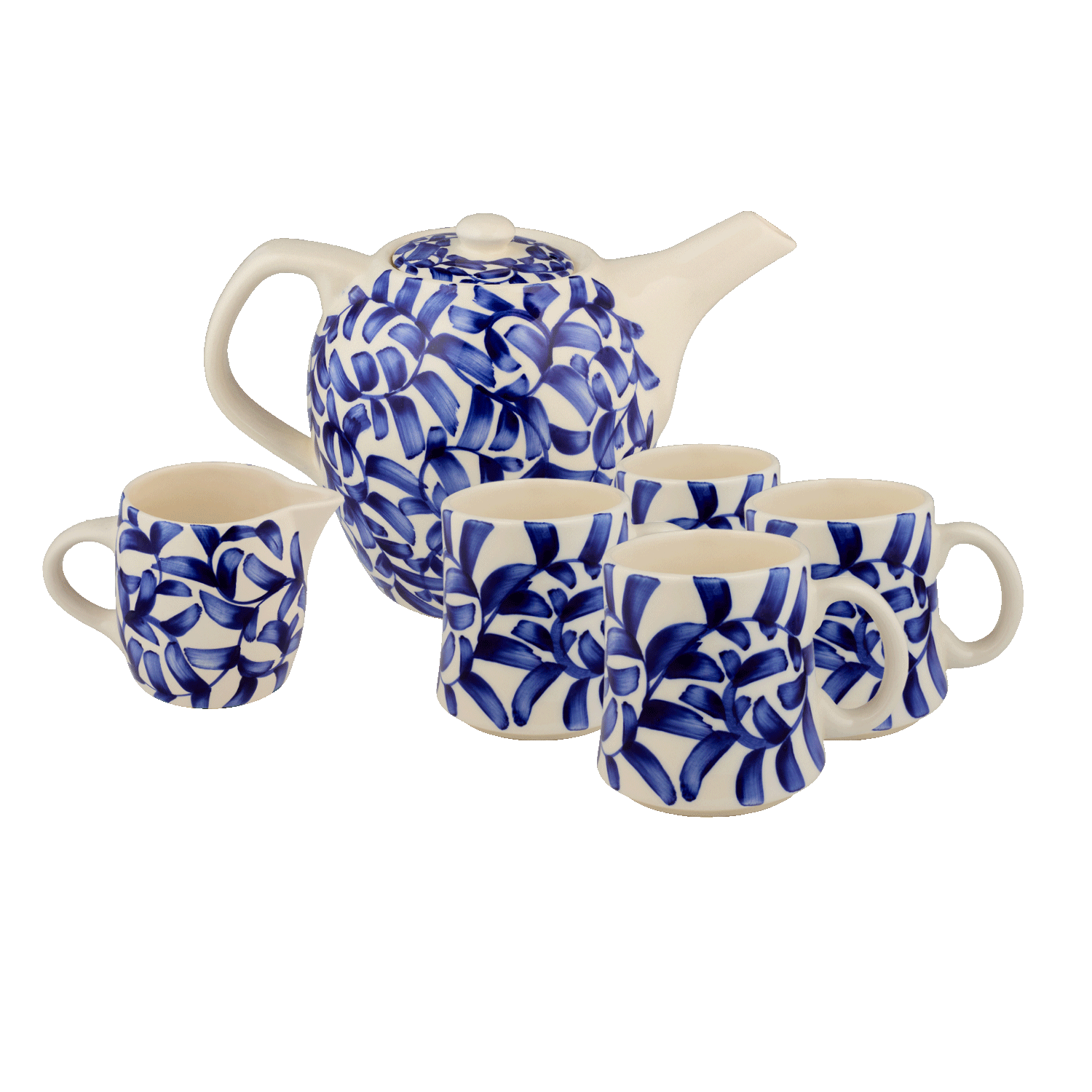 Navy Blue Scroll Tea Set (6 Piece)