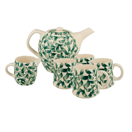 Green Scroll Tea Set (6 Piece)