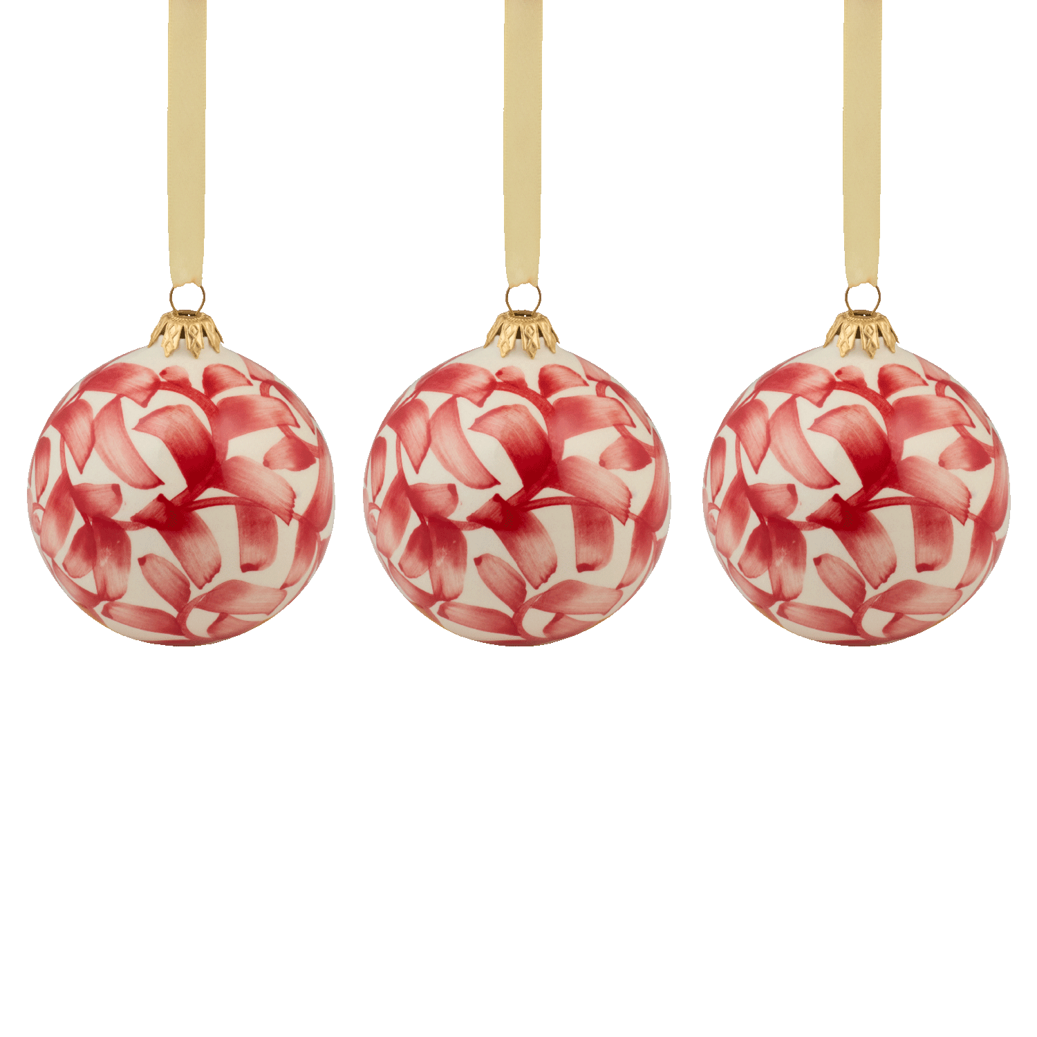 Red Scroll Christmas Baubles (Set of 3)