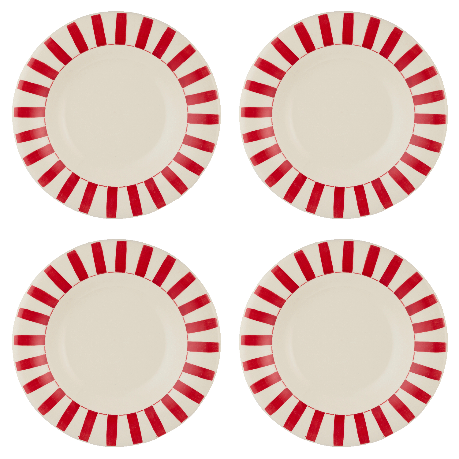 Red Stripes Pasta Plates (Set of 4)
