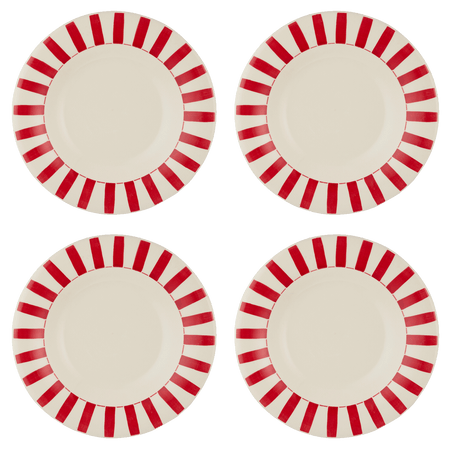 Red Stripes Pasta Plates (Set of 4)