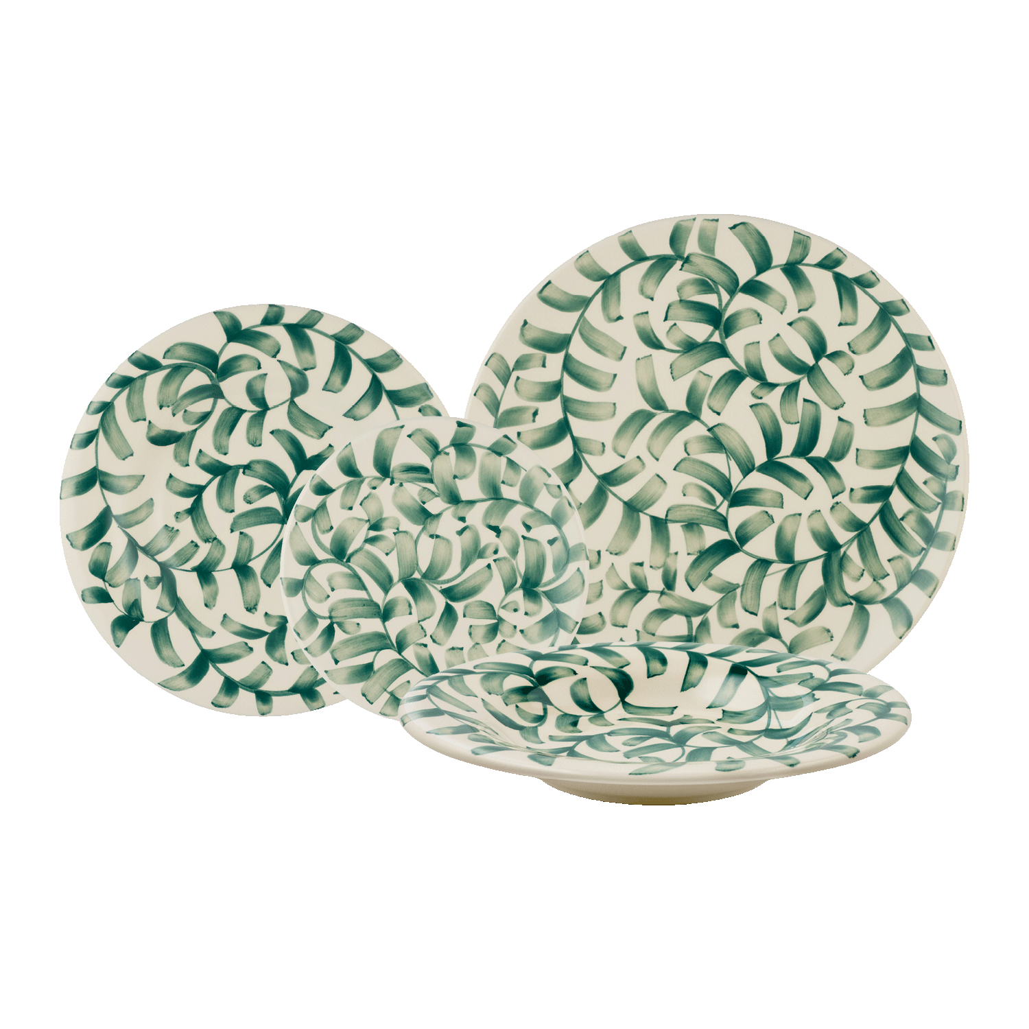 Green Scroll Dinner Set (16 Piece)